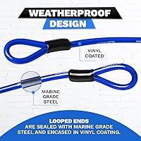 Vista 4 de DocksLocks Cable de seguridad recto resistente a la intemperie (5 pies a 25 pies de longitud) con extremos en bucle reforzados, protección antirrobo