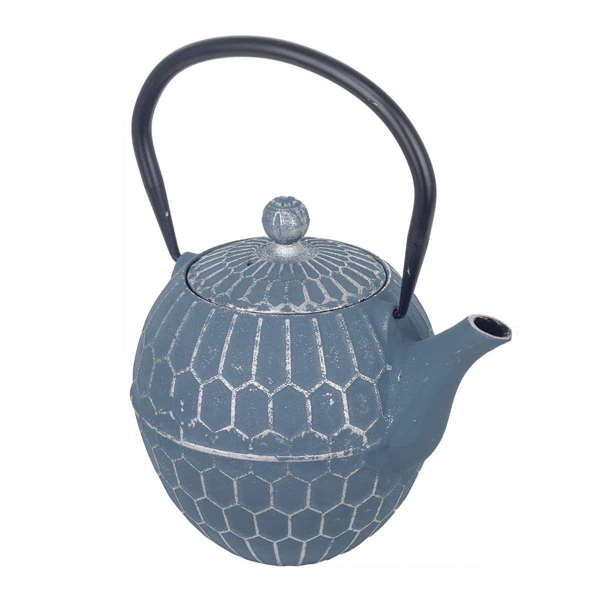 Tetera con Filtro Infusor 1,3L, Hierro Fundido Azul Gris, Té Japonés Oriental, Decoración Etnica Elegante, 17 cm