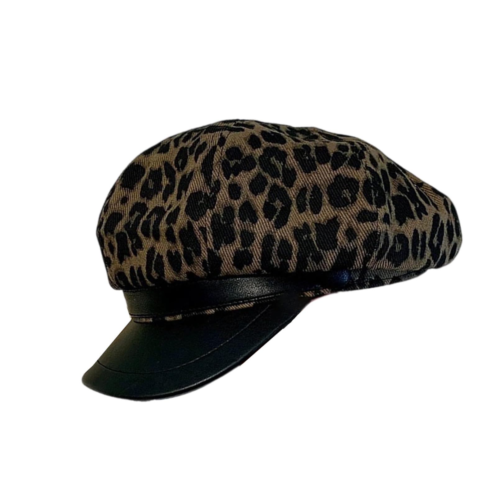 MICFENY Antique Animal Pattern Octagonal Cap Breathable Lining Comfortable PU Brims Peaked Hat For Women Girl Everyday Wear