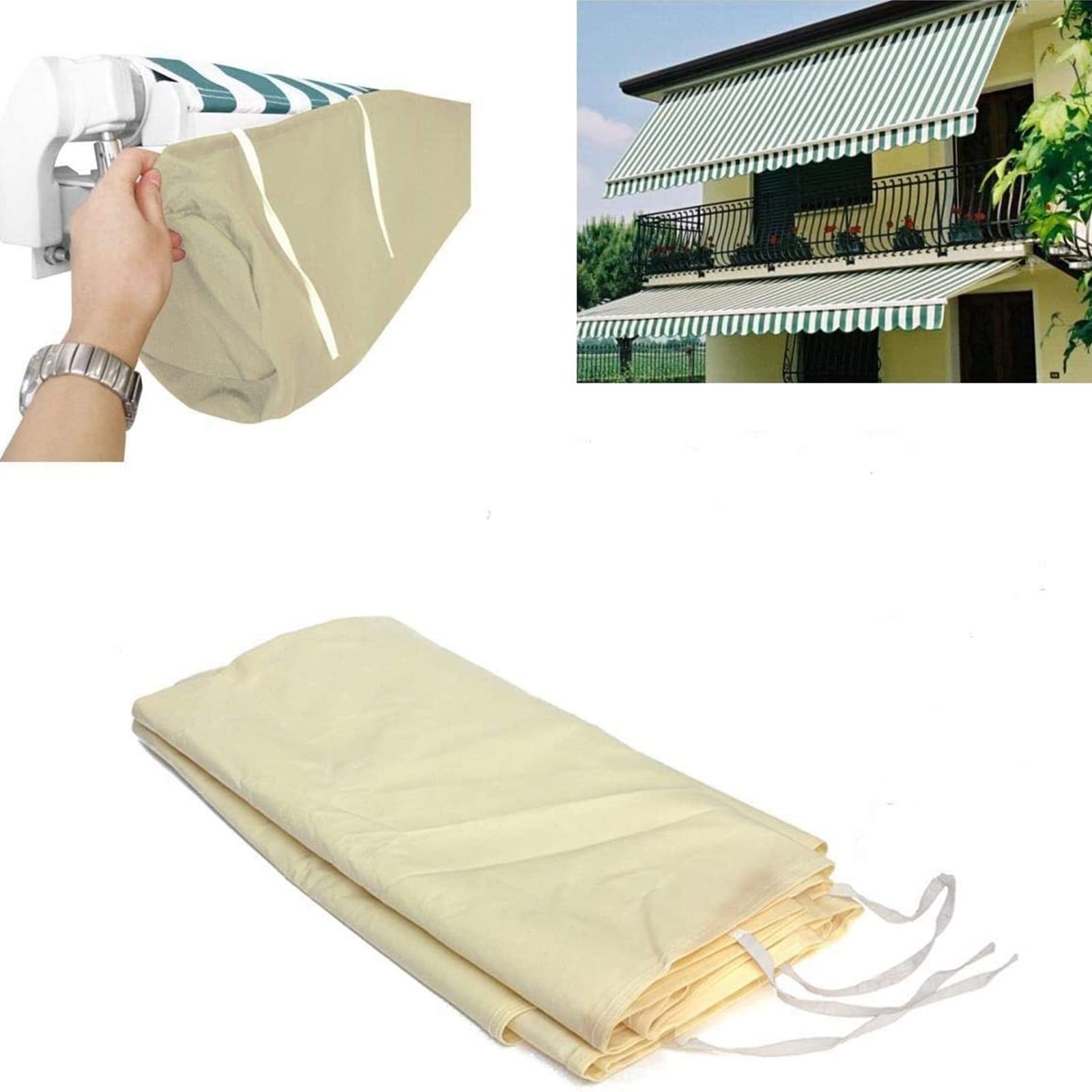 Markisen Abdeckung Einziehbare Terrassen Gelenkarm Markise Schutzhülle Baldachin Sonnenschutz wasserdicht und staubdichte Abdeckung Oxford-Stoff (Beige, 3m)