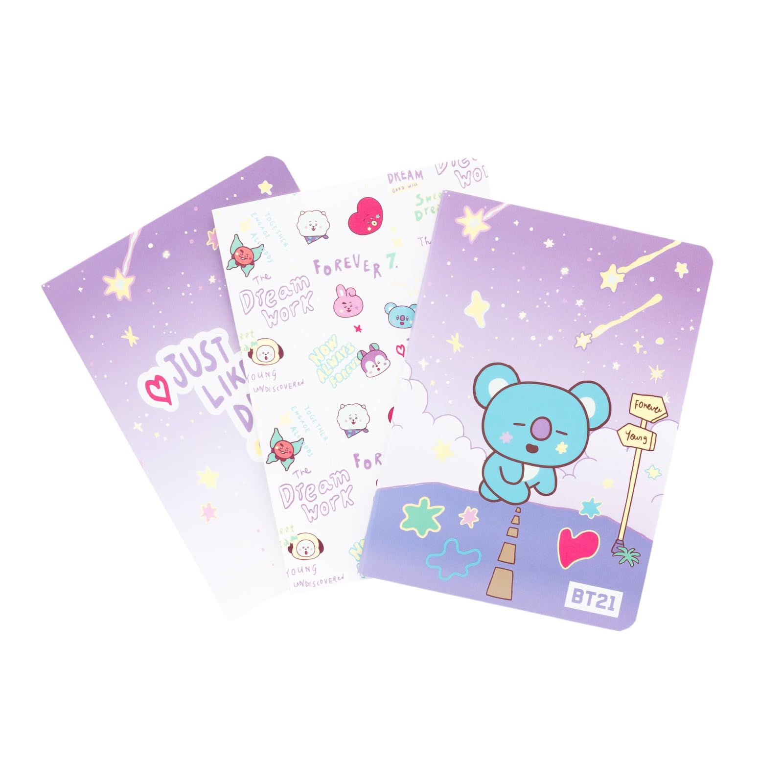 Grupo Erik A6 Notebook Set - BT21 Kawaii Stationery | 3 A6 Notebooks - Lined, Plain, Dotted - 32 sheets (64 pages) | Koya BT21 Merch, Kawaii Stuff, Cute Stationery Gifts Under 15 Pounds