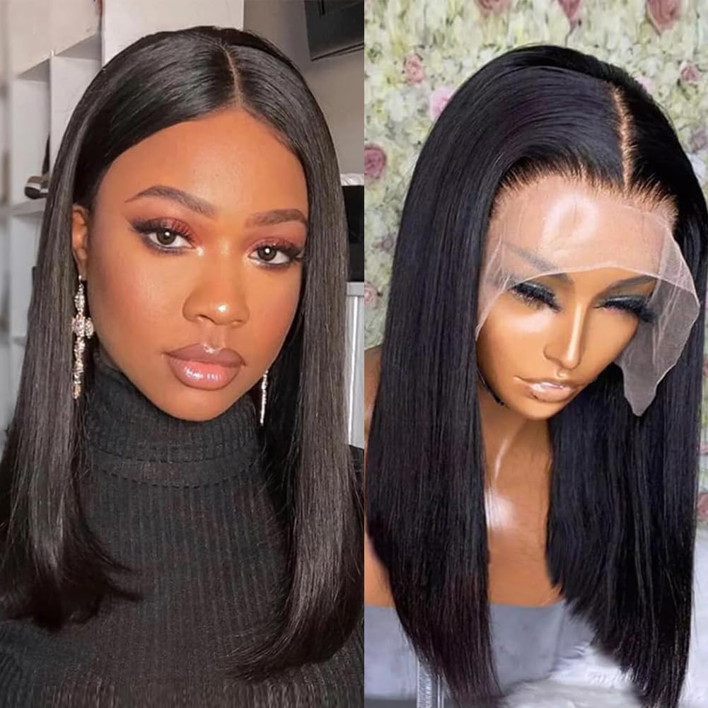 Superfect Bob Wig Human Hair 13x4 Lace Front Wigs for Black Women Human Hair Short Bob Wigs Hd Transparent Pre Plucked Straight Frontal Wig Human Hair