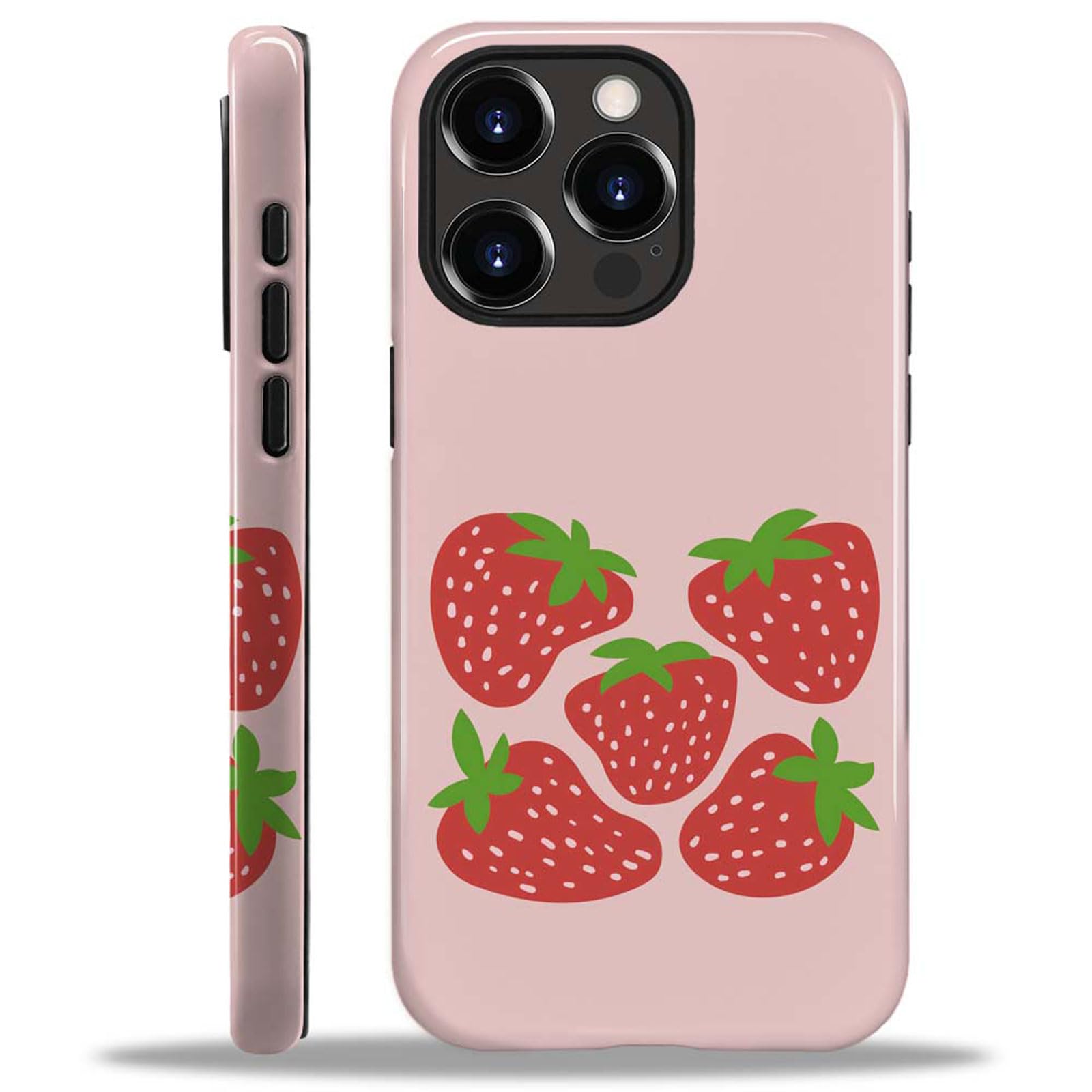 ZHEGAILIAN Case for iPhone 15 Pro Case,Cute Strawberry Anime Phone Case for iPhone 15 Pro,Shockproof Protective Phone Case Hybrid 2-Layer Hard Shell
