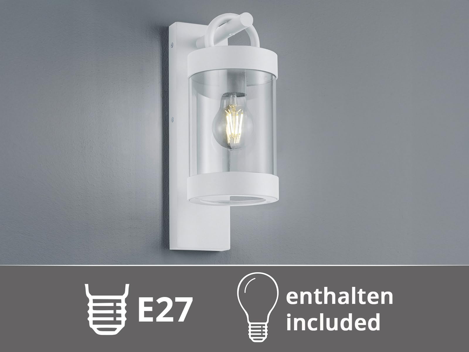 meineWunschleuchte Außen-Wandleuchte Weiß, Außenlaterne für Haus Wand, | Höhe 33cm, mit E27 LED, Außenleuchte Landhausstil Wandlaterne für Wand Beleuchtung außen IP44