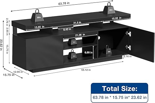 Miniatura 28 de HOMMPA Morden - Mesa de centro elevable de 40 pulgadas con almacenamiento, mesa de centro LED de alto brillo, mesa de té moderna de 3 niveles con
