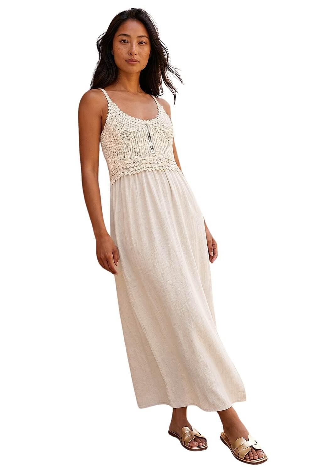 Roman Petite Crochet Bodice Cotton Maxi Dress