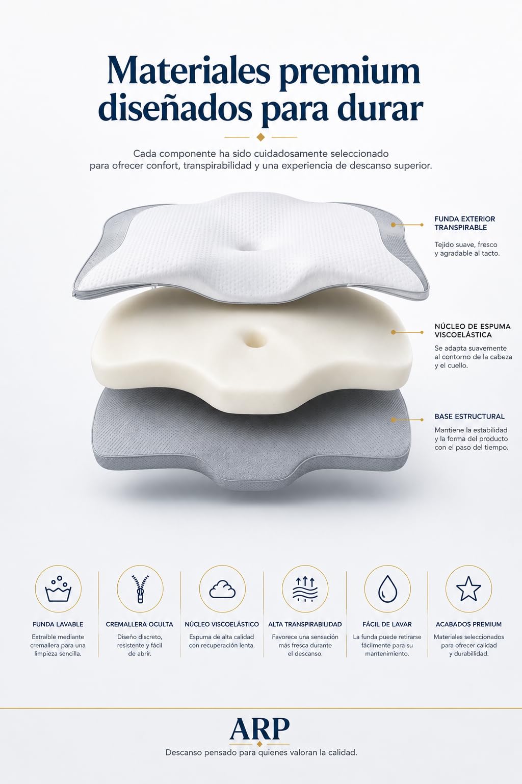 A R P Almohadas Cervicales para Dormir, Almohada Japonesa, Mejor Almohada Cervical