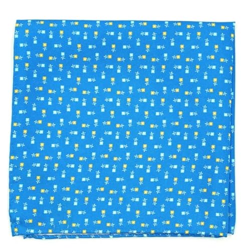 Illogico Pañuelo de bolsillo de seda azul con diseño de flores, azul claro, 33x33 cm