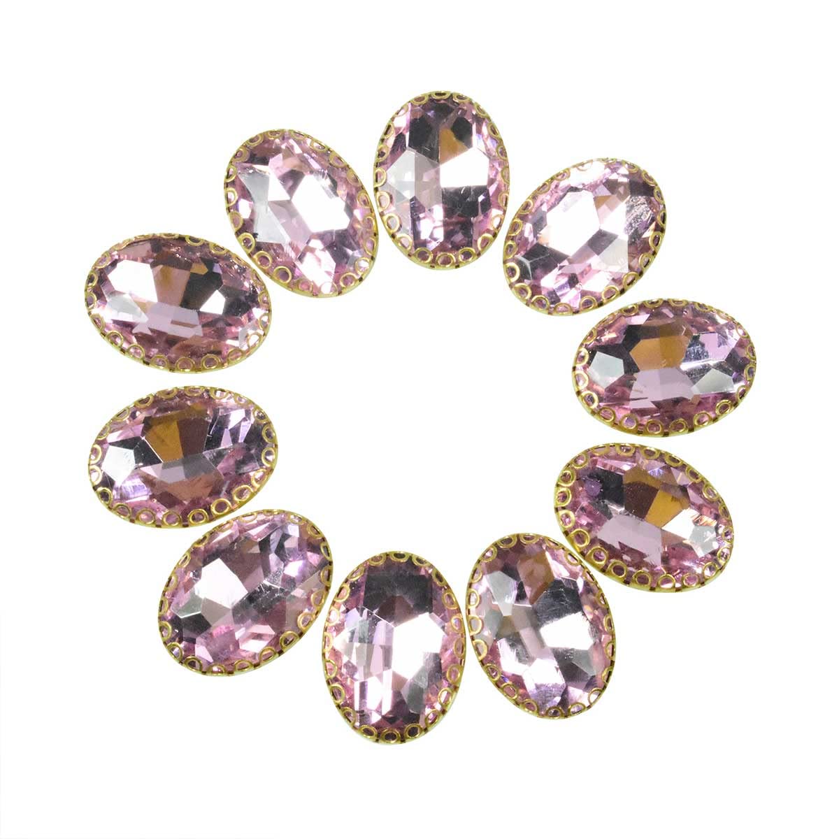 EmbroideryMaterial Oval Shape Sew on Glass Crystal Stone, Glass Gem Stone for Embroidery, Clothes, Craft, Jewellery Making etc, Flat Back Setting (Pink, 13 * 18 MM, 10 Pieces)-image-16