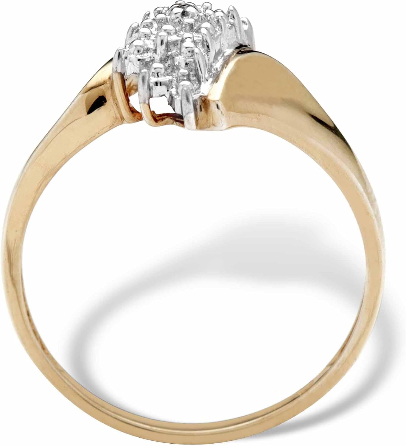 18K Yellow Gold over Sterling Silver Genuine Diamond Accent Cluster Ring - Image 2