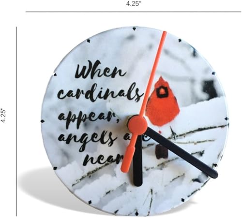 Miniatura 2 de BANBERRY DESIGNS Reloj de escritorio Cardinal Memorial – Cuando los Cardenales Aparecen Ángeles están cerca – Reloj con temática cardenal rojo con