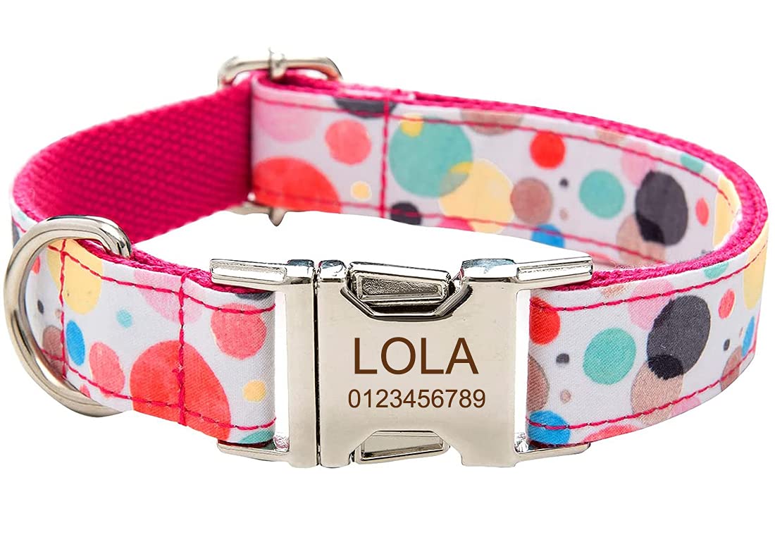 Personalized Dog Collar, Custom Engraving with Pet Name Phone Number ID Tag for Small Medium Large Breeds