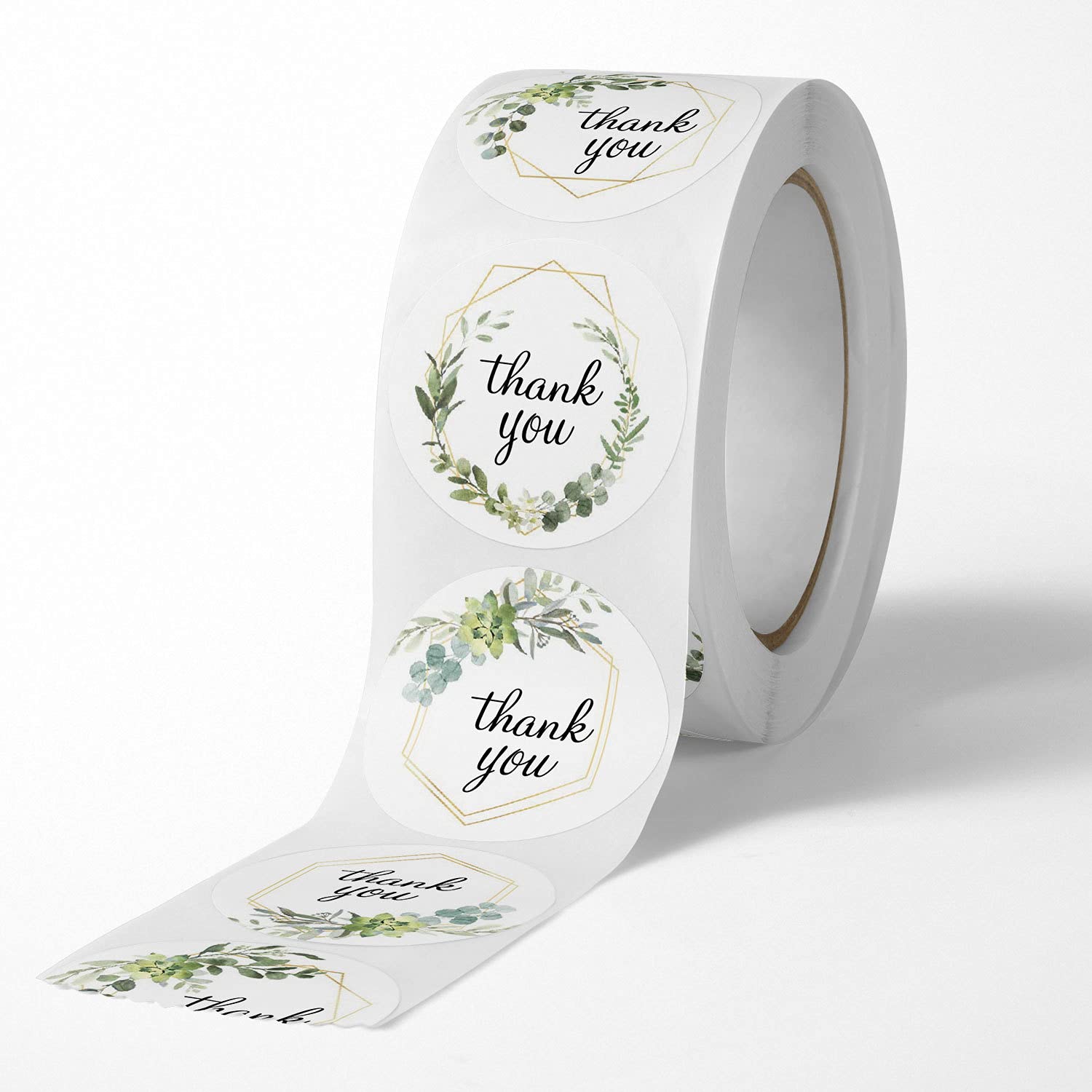 Tabanzhe Thank You Stickers-500PCS 1 Inch Round Flower Stickers Self Adhesive Thank You Labels Sticker Roll for Gifts Small Business Wedding Birthday Baking Cards Envelopes(White)