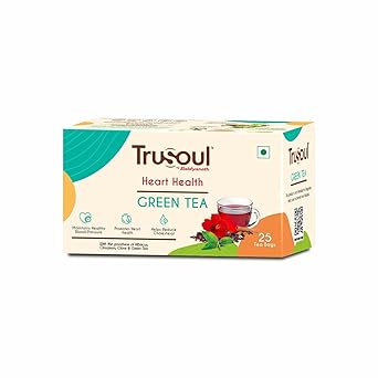 TruSoul By Baidyanath Natural Herbal Heart and Health Green Tea, Beneficial Properties of Hibiscus and Clove, Supports a Healthy Heart with Advantages of an Herbal Kadha (25 tea bags) - image, photos