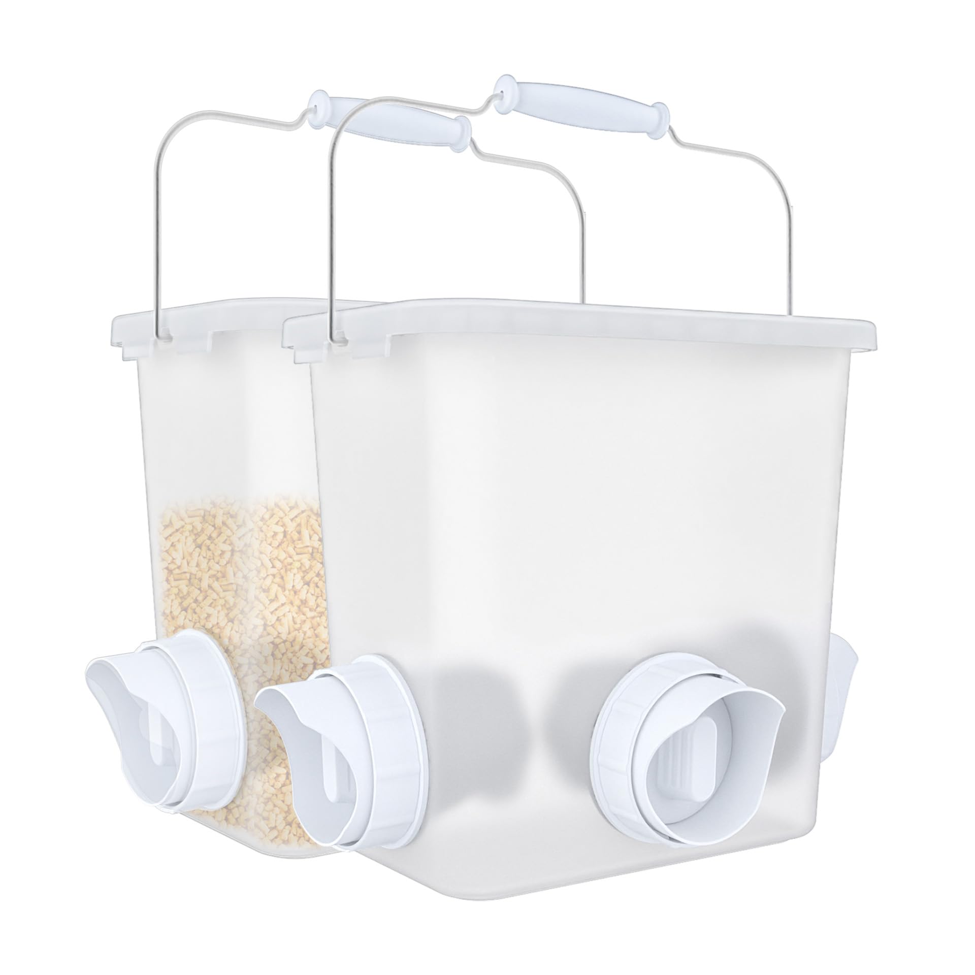 Large Automatic Chicken Feeder No Waste Poultry Feed Bucket 3 Gallon Feeding Container with 3 Ports