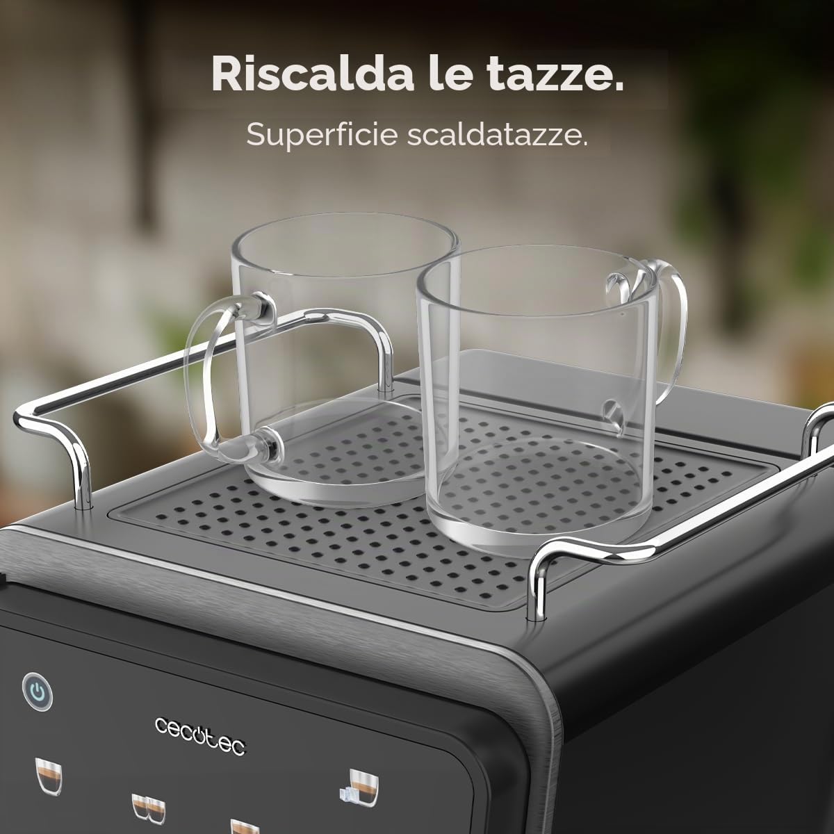 Cecotec Macchine da Caffè Espresso Semiautomatiche Power Espresso Touch ColdBrew Latte. 1350W, 20 Bar, Freddo, Tiepido, Caldo, Schermo Tattile, Serbatoio Acqua 1.5L, Latte 500ml, Doppio Braccio