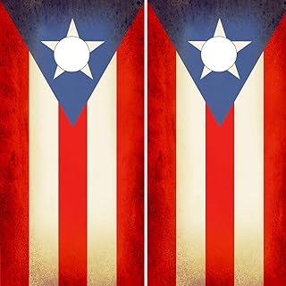Speed Demon Hot Rod Shop Cornhole Wraps Puerto Rican Flag Rustic Flag Cornhole Laminated Decal Wraps (Set of 2) CHB