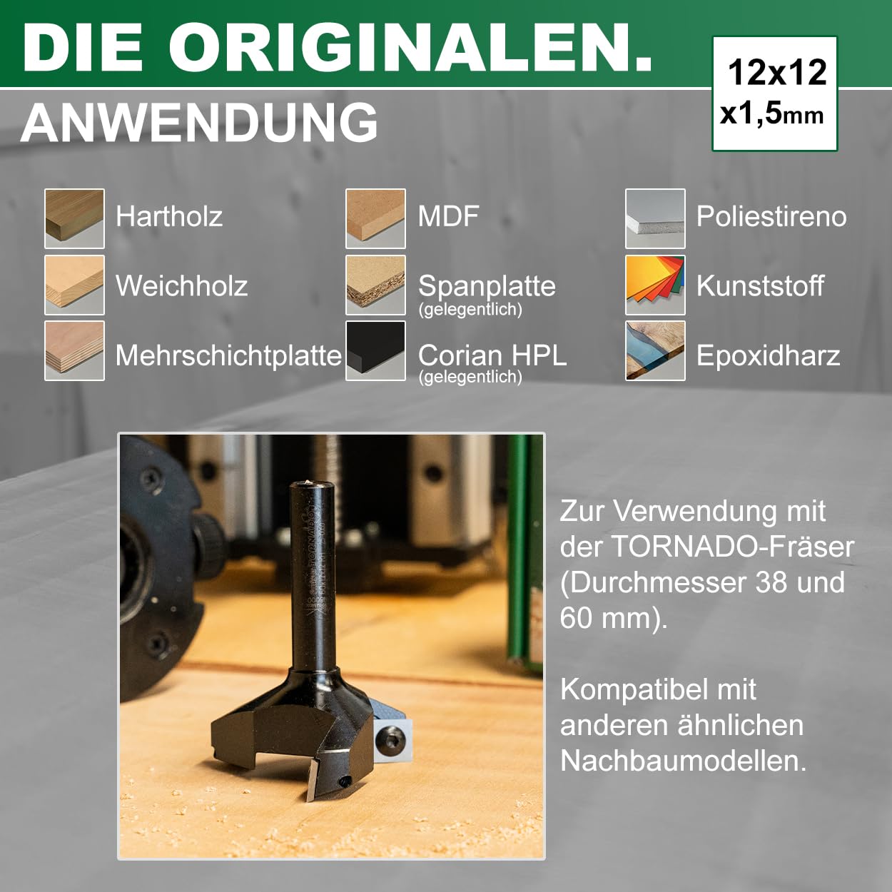 Fraiser Hartmetall-Wendeplatten (HM/Widia) für Planfräser Tornado - 10 Stück (12x12 mm)