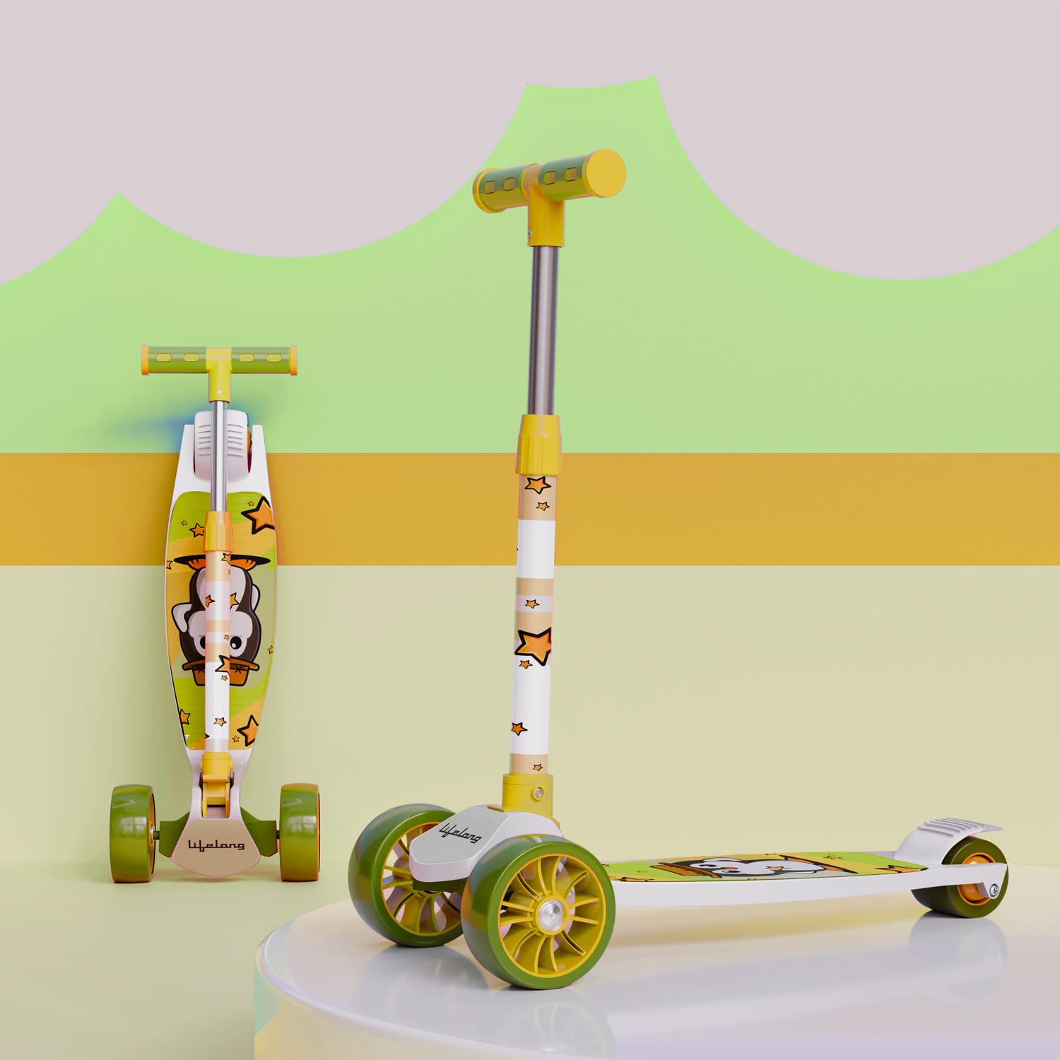 Lifelong Scooter for Kids 3+ Years - Foldable with PVC Wheels & Adjustable Height - Kick Capacity 50kg, Toys for 3+ Year Old boy & Girl - Skate (LLKS16)-image-24