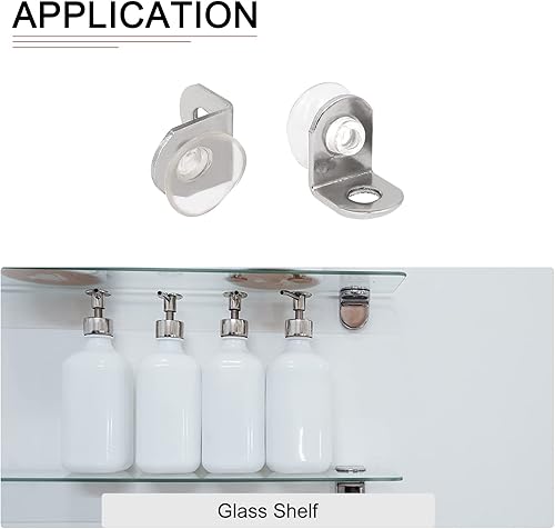 Miniatura 4 de Soporte de montaje de 0.59 x 0.51 pulgadas (largo x ancho) Soporte de estante de vidrio - Paquete de 30 - Bueno para estantes de vidrio - Soportes
