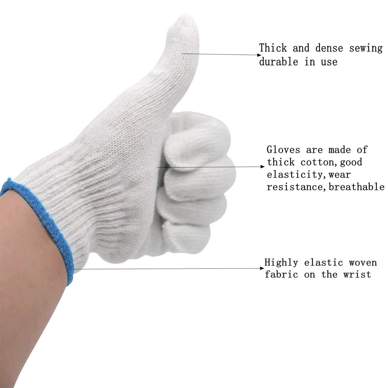 DOWEI - Guantes de trabajo de algodón, 12 pares (24 unidades)