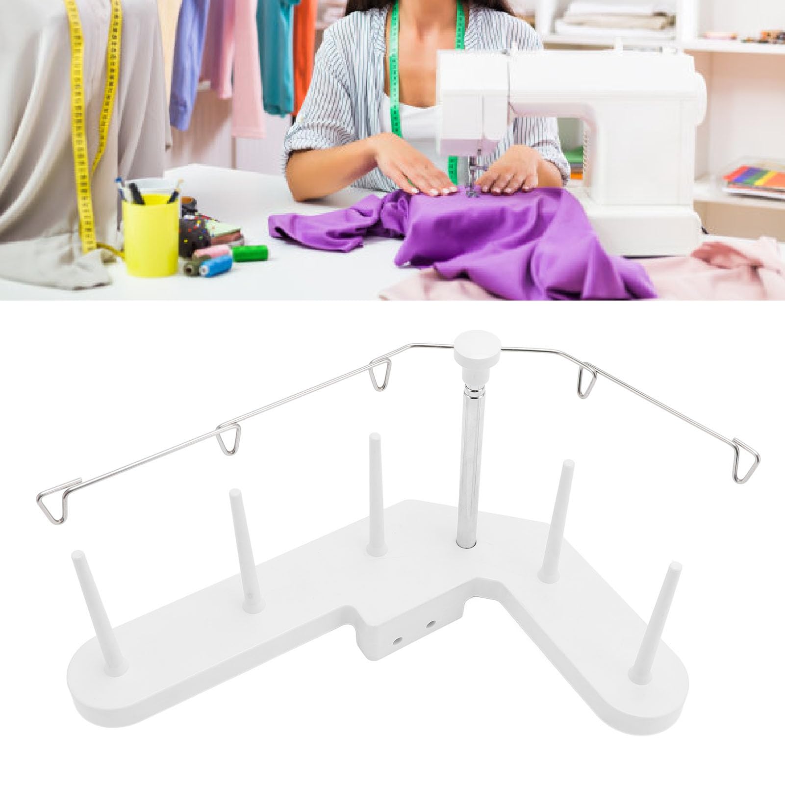 5 Spools Thread Stand, Thread Spool Holder, Sewing Thread Stand with Adjustable Height for Home Sewing Machines and Small Workshops