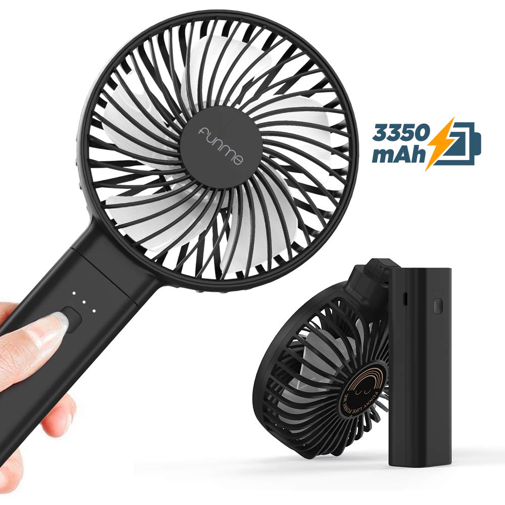 Buy FUNME Handheld Fan Portable Personal Fan Supports 17 Hours of Use Max,  Foldable USB Fan with 3350mAh Rechargeable Battery + Upgraded One Touch  Power Off Function + 4 Speeds Strong Wind
