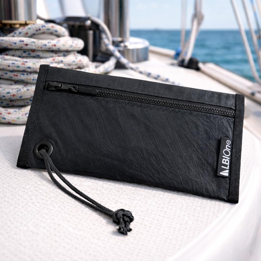 Recycled Carbon Fiber Sailcloth Pouch – Handmade Zippered Nautical Gear Organizer