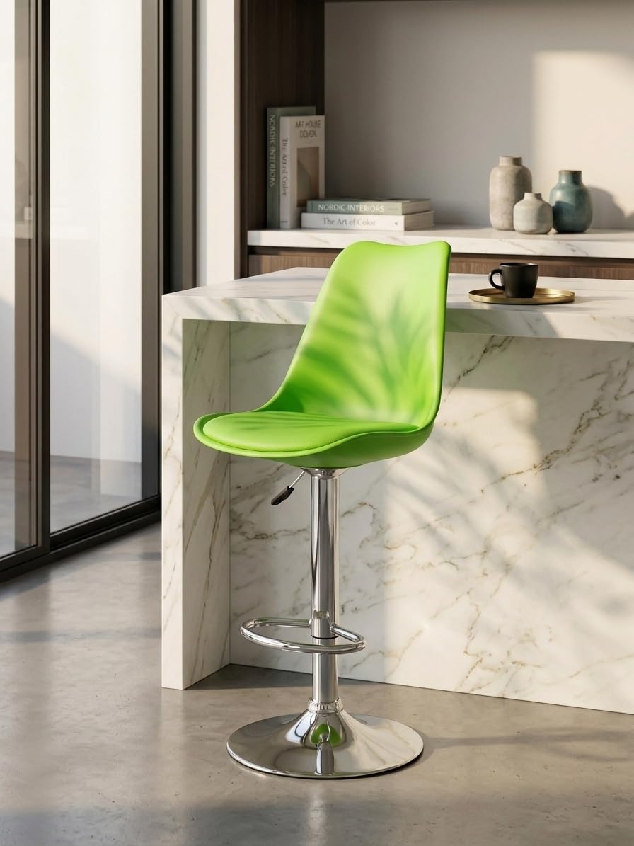 activa Rapid Bar Stool Chair with Adjustable Height|Comfortable Padded Seat & Footrest Chair|Modern Counter & Kitchen Seating for Home/Bar/Cafe |Durable Metal Stool Chair (Green, Set 1)-image-41