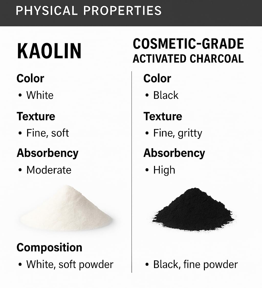 Activated Charcoal & Kaolin Clay Powder – 250g | Natural Detox Blend for Face Masks, Acne, Oily Skin, and DIY Skincare | Deep Pore Cleansing & Oil Control