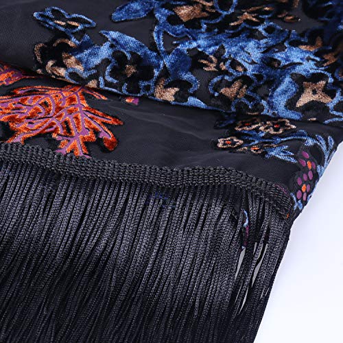 Image of MJ SERECA Women's Burnout Velvet Kimono Cardigan Cover Up with Tassel