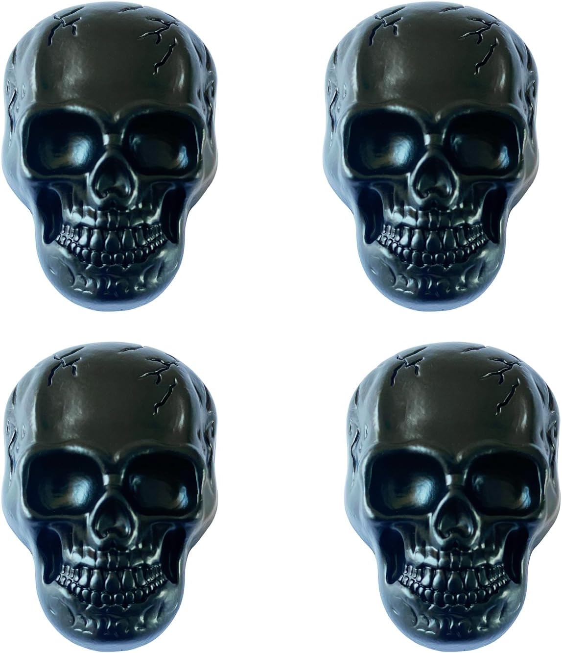 Set of 4 Skull Drawer Knobs, Cabinet Knobs, Drawer Pulls, Halloween Home Decor (Black-Alloy Skull Knobs)