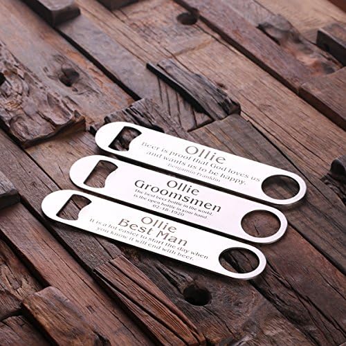 New Town Creative Personalised Sleek and Shiny Stainless Steel Beer Bottle Opener – Free Customisation – The for Men, Ushers, Groomsmen, Beer Drinkers, Your Best Mates!