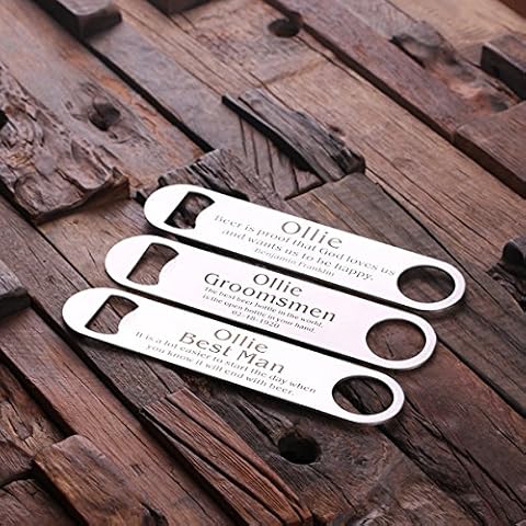 New Town Creative Personalised Sleek and Shiny Stainless Steel Beer Bottle Opener - Free Customisation - The for Men, Ushers, Groomsmen, Beer Drinkers, Your Best Mates! Cover