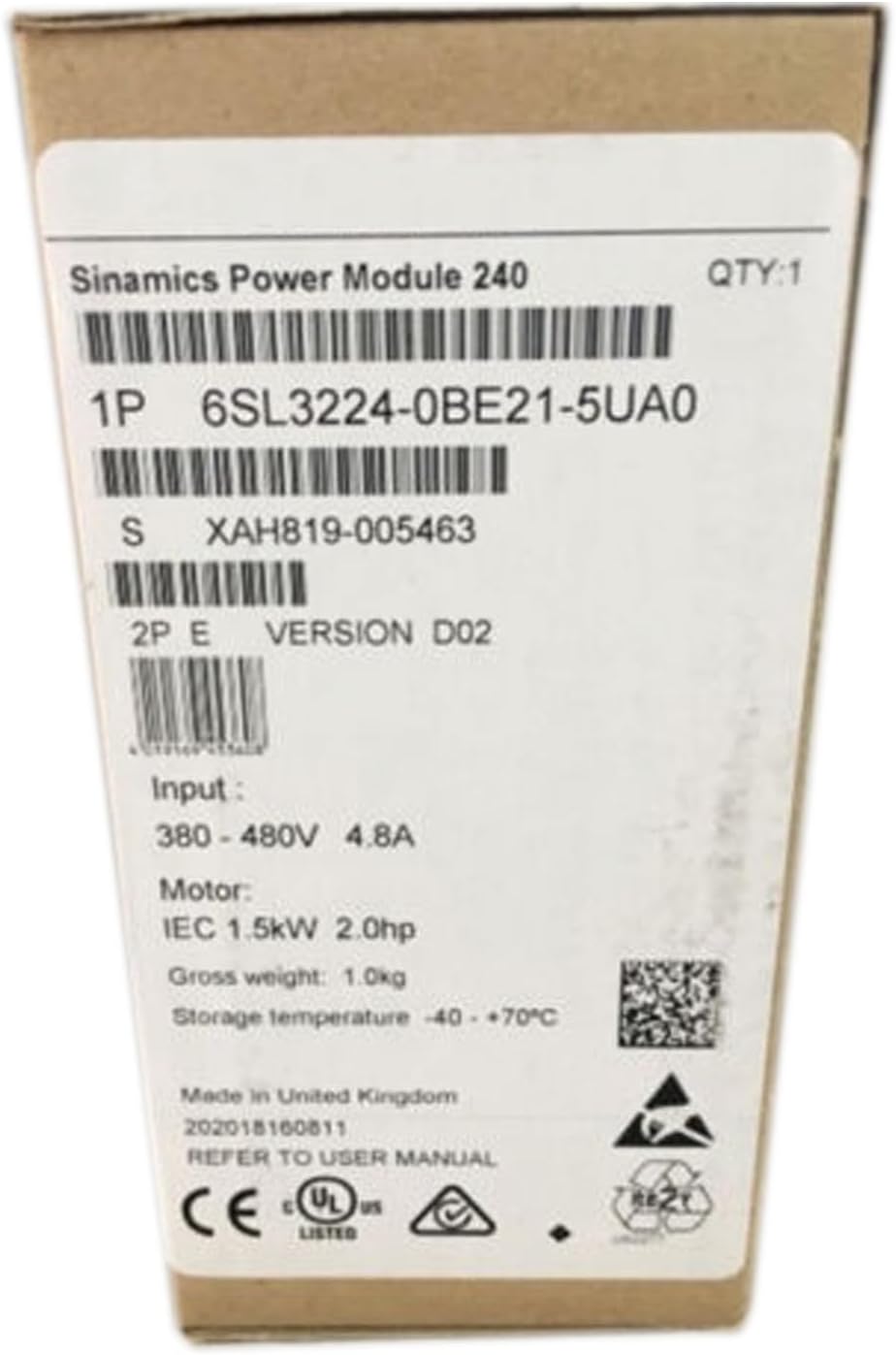 1pcs 6SL3224-0BE21-5UA0 New and Sealed in Box 6SL32240BE215UA0 1 Year Warranty and Fast