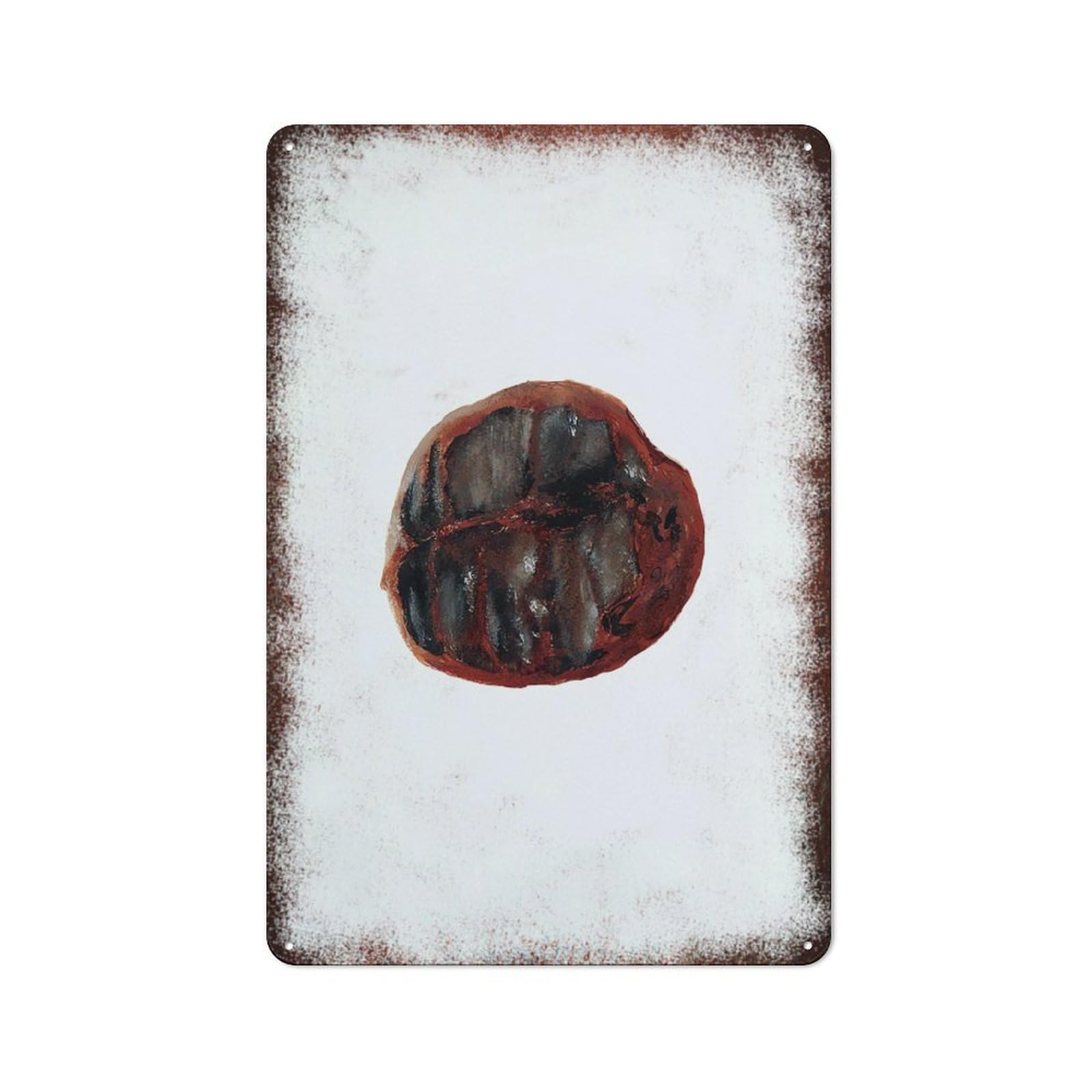 peiyeety Metal Tin Sign Walnut Nut Watercolor Pattern Vintage Rustic Wall Art Kitchen Bathroom Bedroom Living Room Cafe Farmhouse Entryway Office Garage Home Bar Laundry Room Porch Patio 6x8 Inch