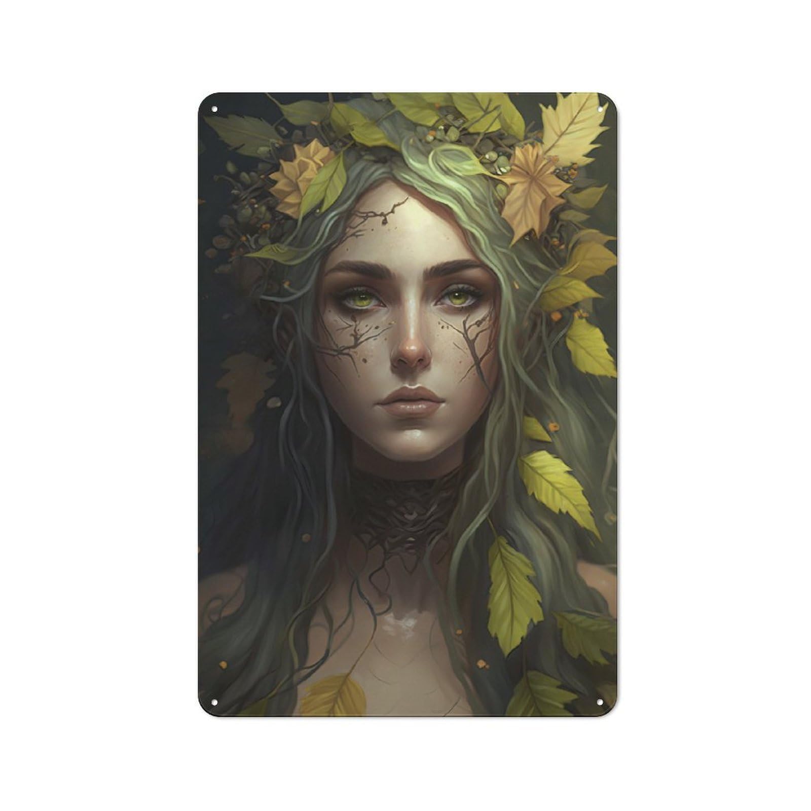Junmoney Forest Nymph Portrait For Garden Room Or Summerhouse, Retro Tin Sign 30X20cm, For Garage, Workshop And Man Cave Decoration