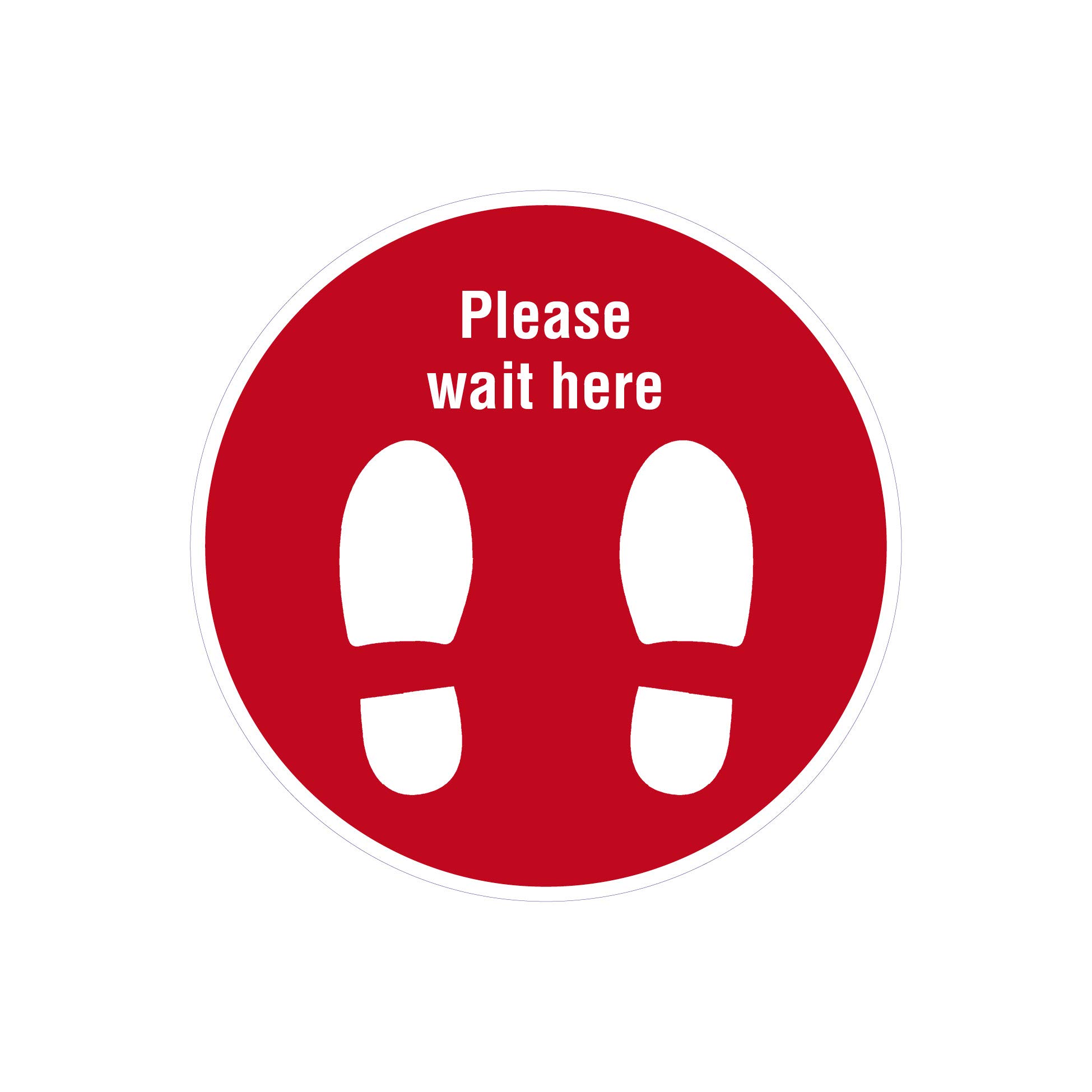 Social Distance Covid-19 Sticker. 5 Pack red Please Wait Here Floor Marker. Heavy Duty Laminated Scratch Resistant Graphic to Help Maintain coronavirus Health & Safety Awareness. IMMEDIATE DESPATCH