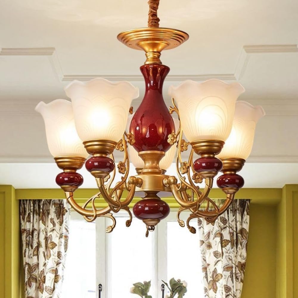 Vintage-Modern Ceiling Fan with Light Kit - European-Style Chandelier | Simple Home Lighting for Dining Room & Bedroom (13 Lights) ()