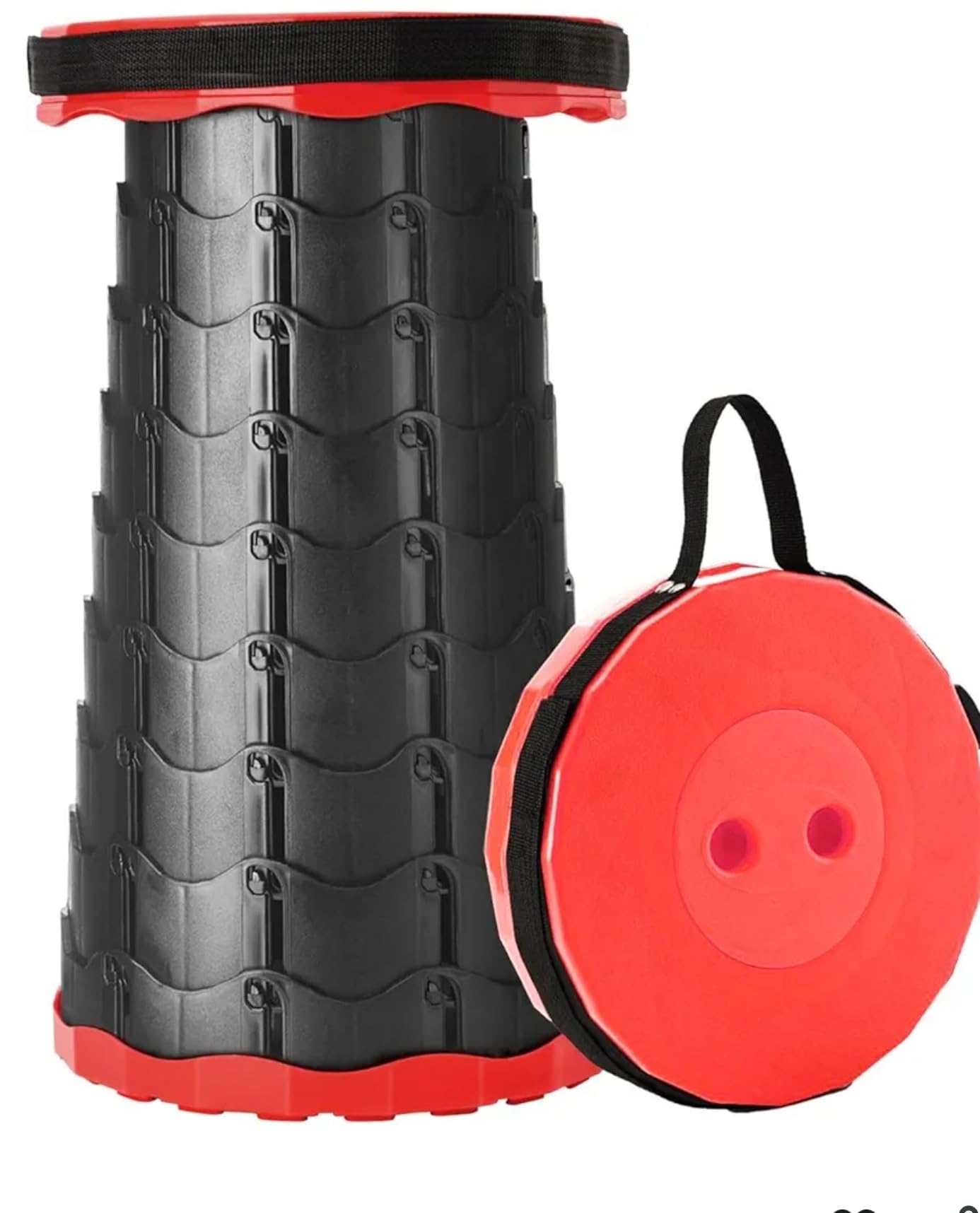 Retractable Folding Extension Stool, Portable Telescopic Camping Seat, Red