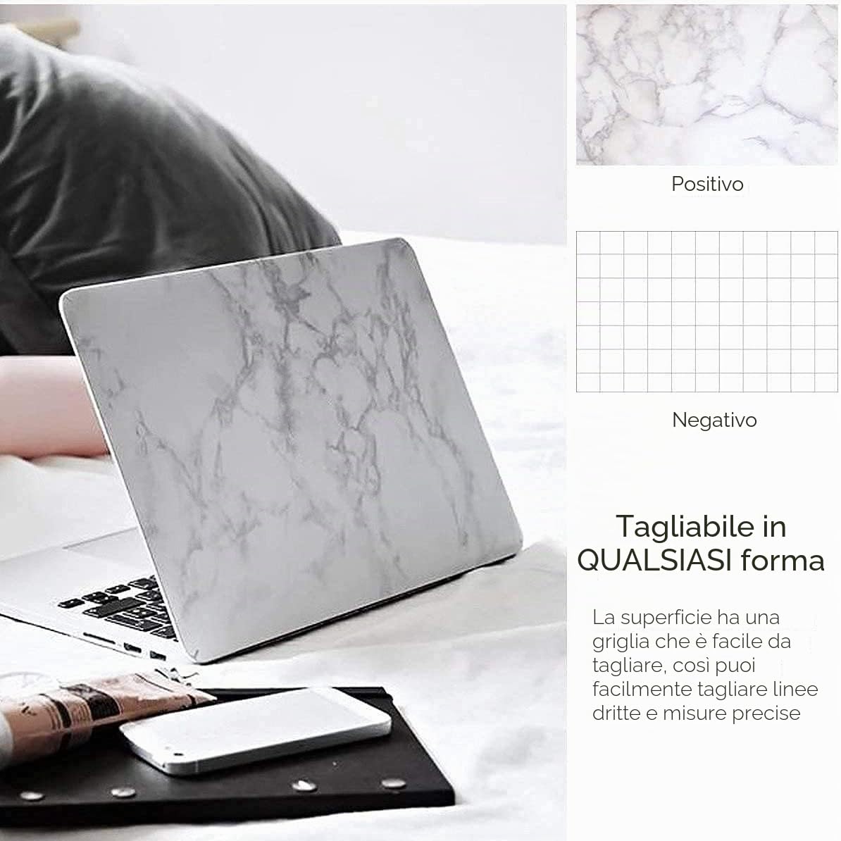 Mercoy Carta Adesiva per Mobili 40cmX10m Carta da Parati Marmo Bianco/Grigio Pellicola Adesiva per Mobili Vinile Impermeabile Autoadesivo Decorativa Pareti Cucina Bagno