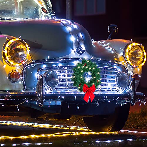 Waenerec 01 Christmas Car Wreath Lighted Artificial Plastic Pine Automotive Wreath thumb #5