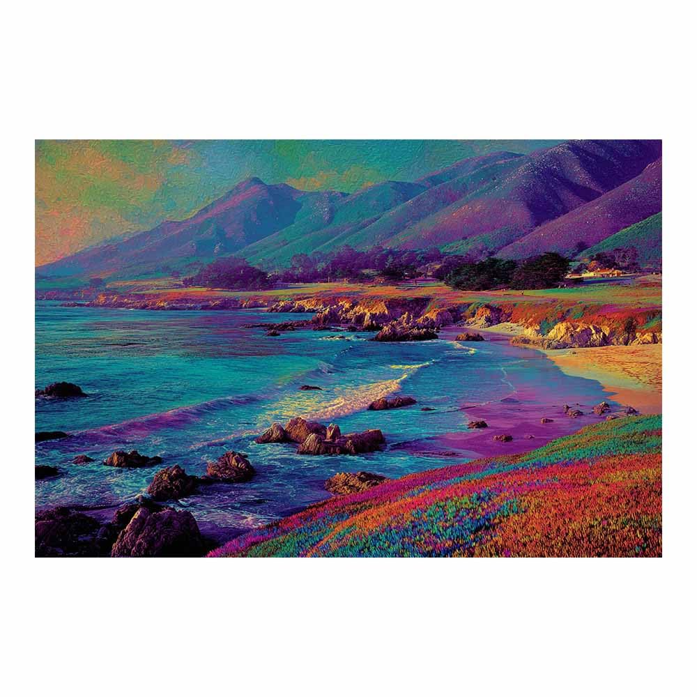 HUYEEI Canvas Print Wall Art Colorful Coastline Modern Nature Landscape Poster, for living room, bedroom,Corridor Office Room Decoretc.(multicolored)-60x80cm Unframed