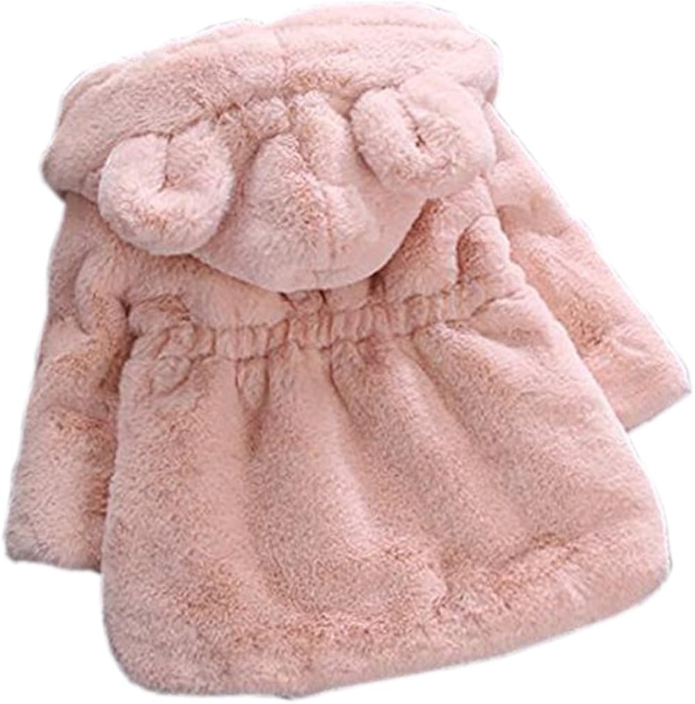 TAIYCYXGAN Baby Little Girls Winter Fleece Coat Kids Faux Fur Jacket with Hood Thicken Outwear Warm Overcoat: Clothing, Shoes & Jewelry