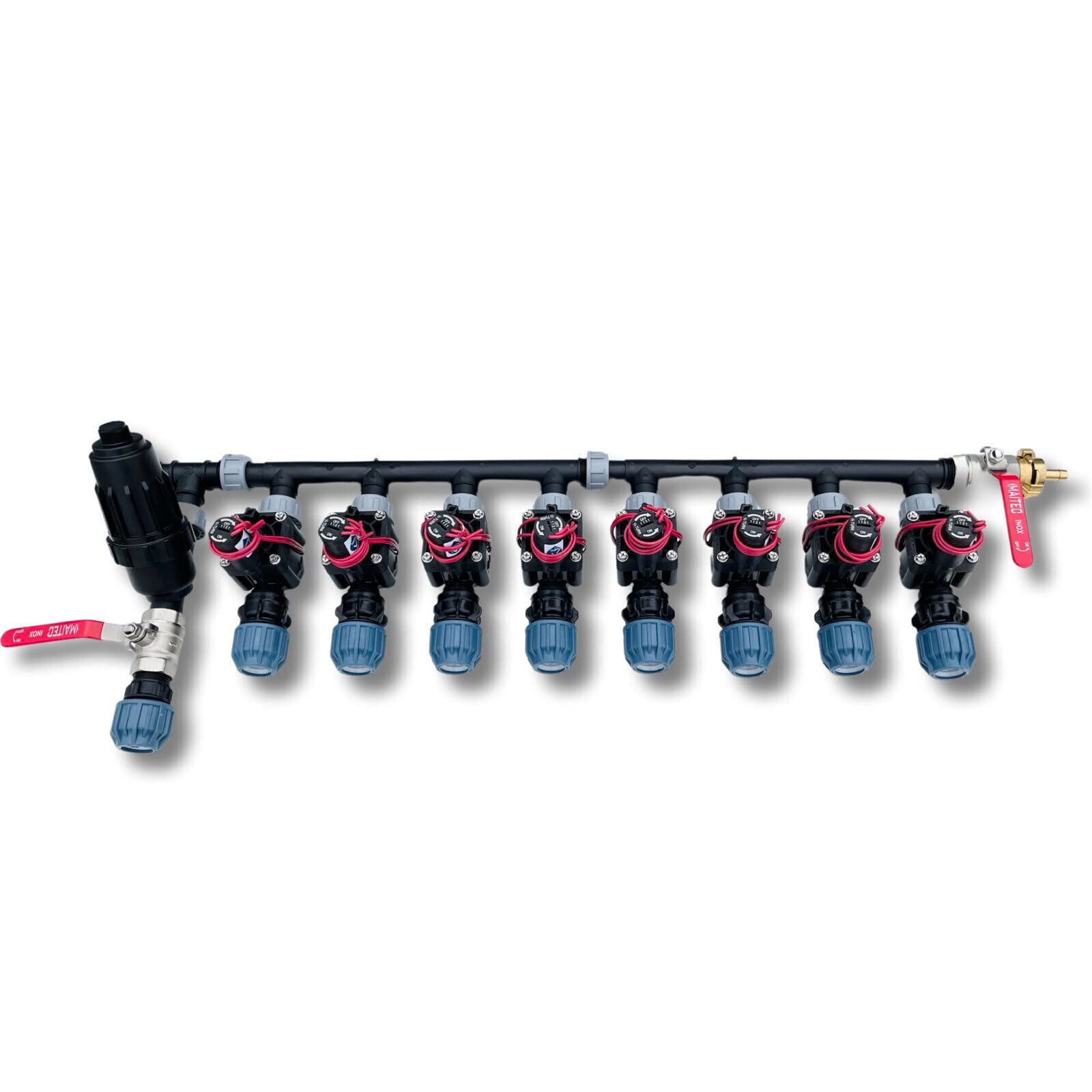 STEMAX Kopfstation Premium: Ventilverteiler für Bewässerungsanlagen mit bis zu 8 Anschlussmöglichkeiten; Wasserdurchfluss regulier- & absperrbar; Größe: 32mm, Größe: 8 Magnetventile