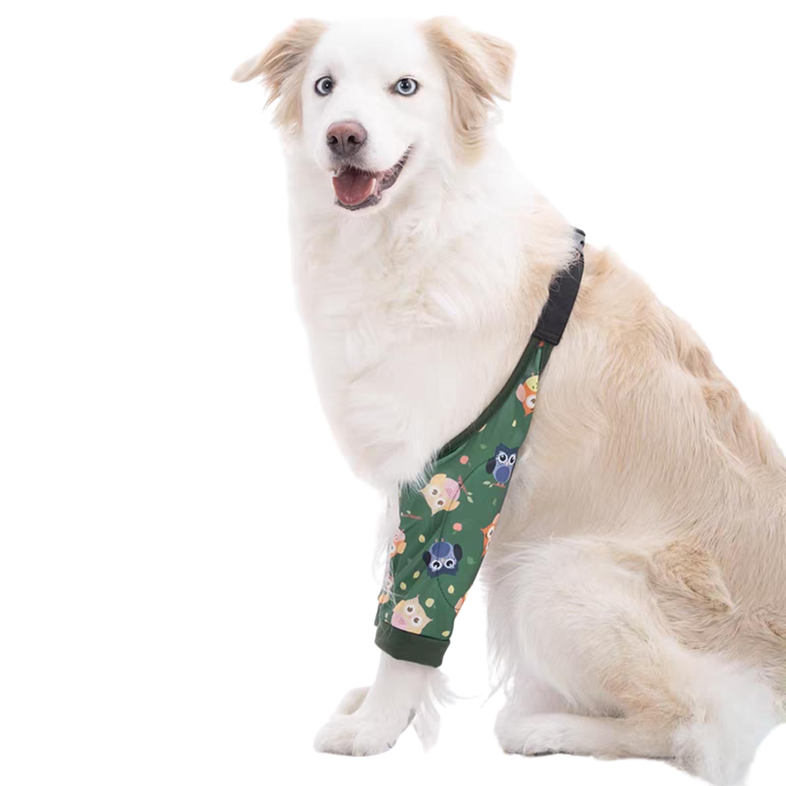 HDKUW Dog Elbow Protector, Dog Front Leg Recovery Sleeve for Prevent Licking Wound, Elbow Sleeves with Mesh Pad for Medium Large Dogs Owl 3XL