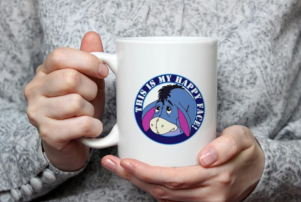 Giftme Cartoon Cute Donkey, This is My Happy Face!, 11oz White Ceramic Mug, 8.2 Cm X 9.6Cm X 11 Cm - Image 3