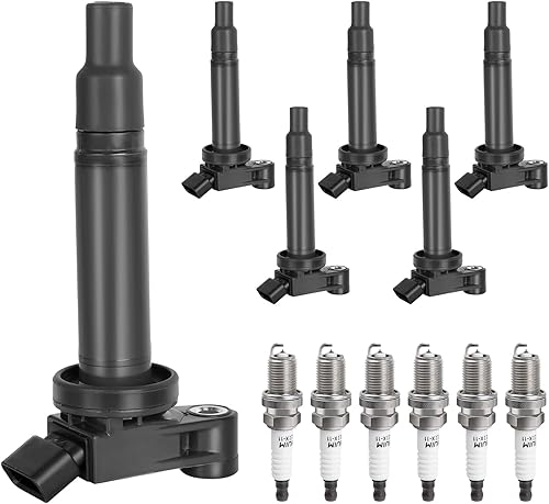 Paquete de bobinas de encendido y bujías compatibles con V6 3.0 3.3 1999-2008 Lexus RX300 RX330 ES300 RX400h Toyota Camry Highlander Sienna Solara