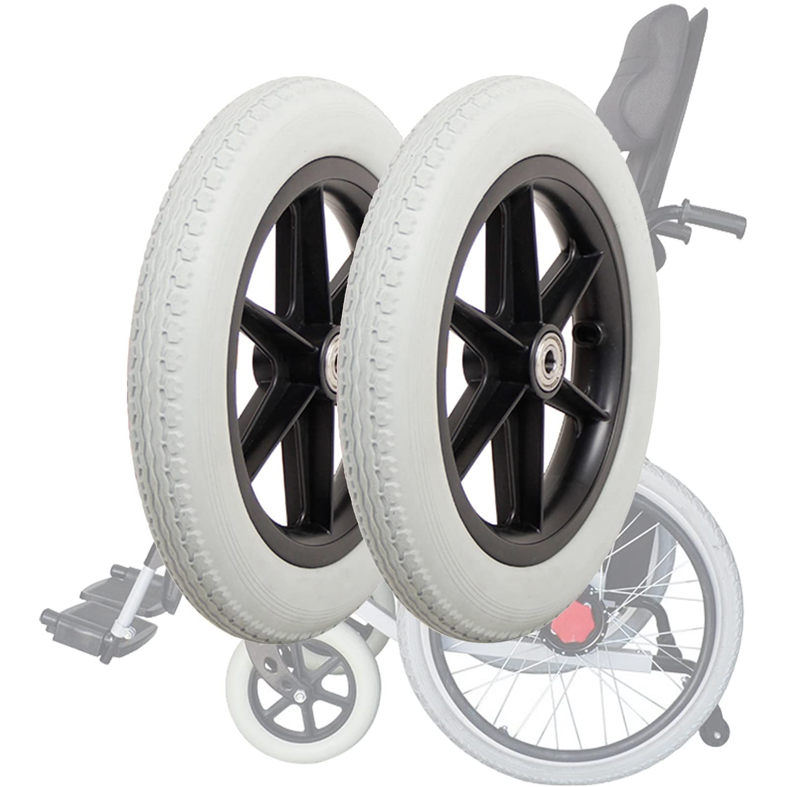 Rueda Delantera para Silla de Ruedas de 2 Piezas, Rueda Sólida de Repuesto, Rueda Giratoria para Silla de Ruedas de 12 Pulgadas, Ruedas de Goma Antideslizantes para Sillas de Ruedas, Andadores