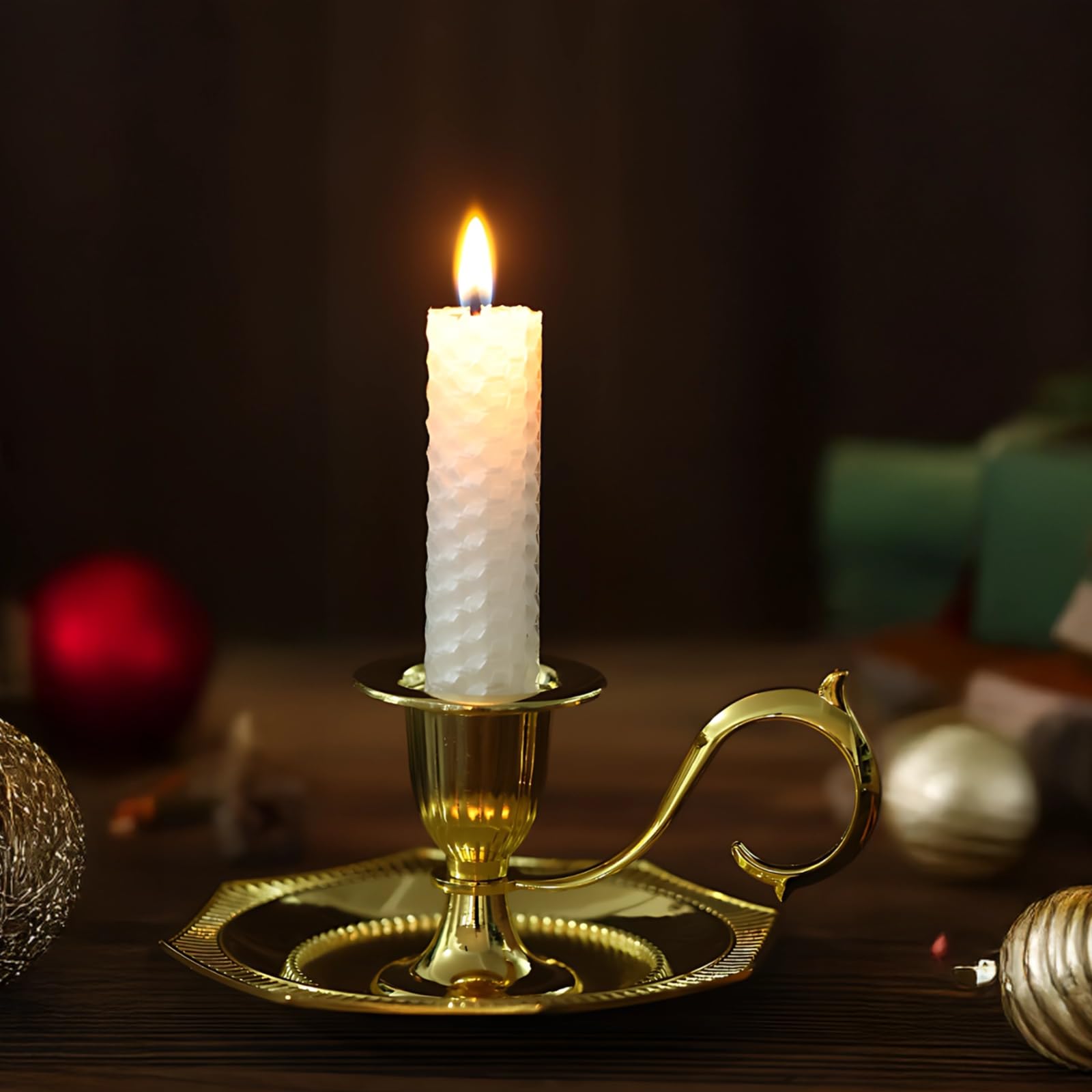 2 STK. Vintage-Kerzenhalter aus Metall mit Griff, Kupfer und Gold, konische Kerzenhalter aus Zinklegierung, dekorative Ständer für Kamin, Esstisch, Hochzeiten, Partys und Wohnräume